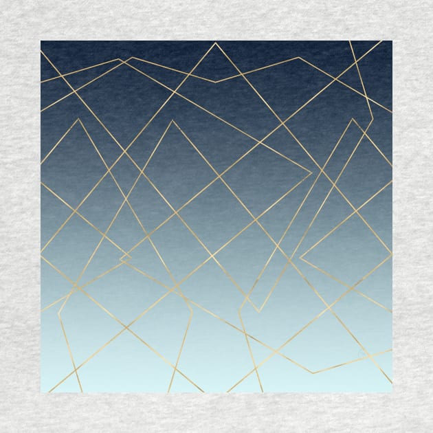 Geometric Gold Lines Blue Gradient Design by NdesignTrend